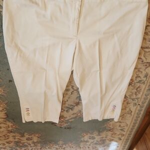 Women's Classic Cream Chinos with Button Accents
